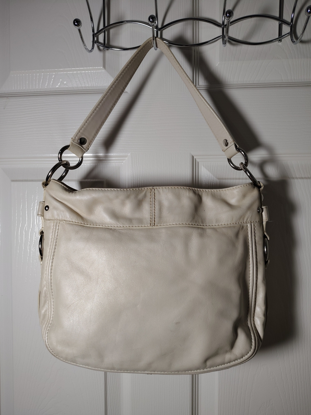 Vintage COACH Zoe Hobo Shoulder Bag Ivory Leather Pink Lining Soft Leather